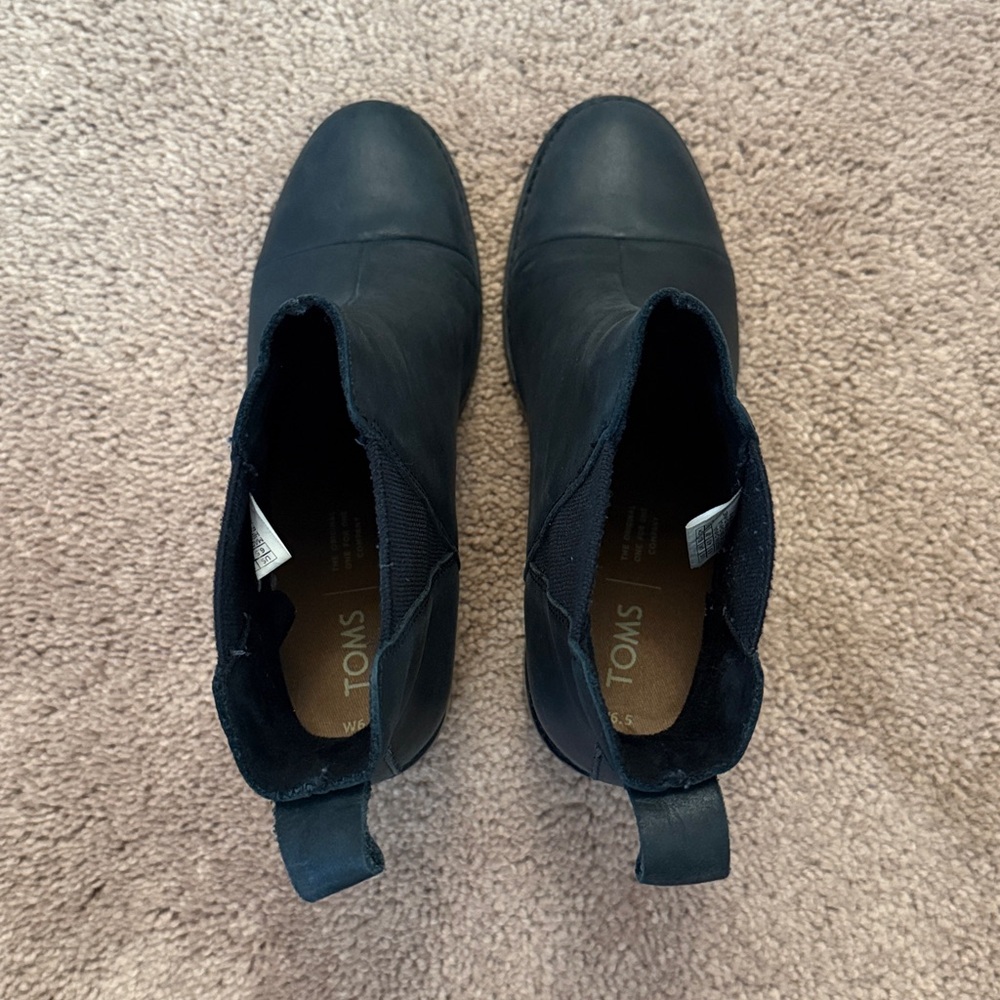 Toms Black Esme Heeled Leather Boots 6.5 - Picture 7 of 13